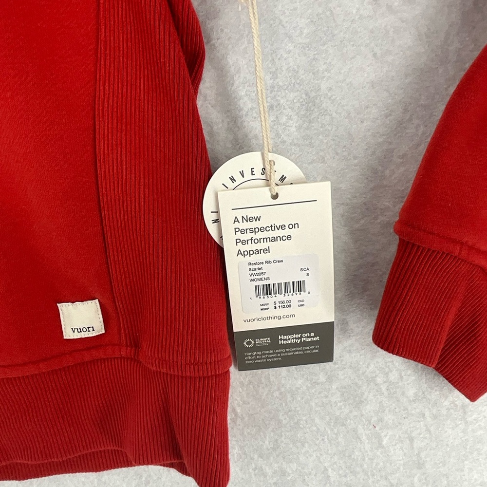 NWT Vuori‎ Restore Rib Crew Scarlet Small VW2057 - Picture 8 of 10